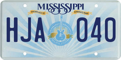 MS license plate HJA040