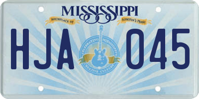MS license plate HJA045