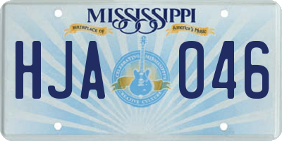 MS license plate HJA046