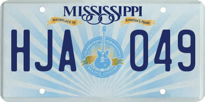 MS license plate HJA049