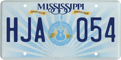 MS license plate HJA054