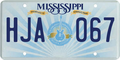 MS license plate HJA067