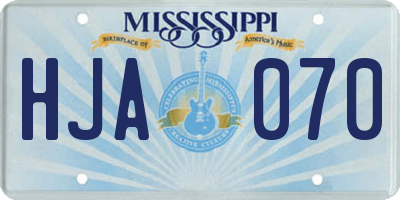 MS license plate HJA070