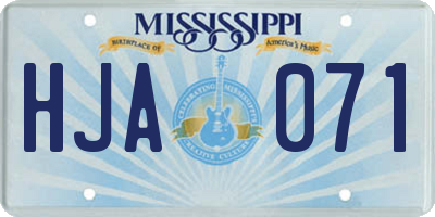 MS license plate HJA071