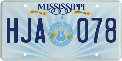 MS license plate HJA078