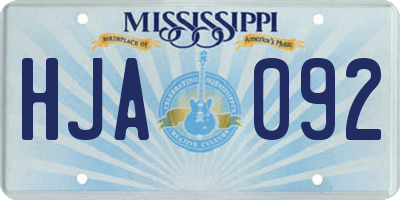 MS license plate HJA092