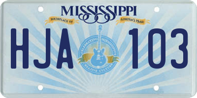 MS license plate HJA103