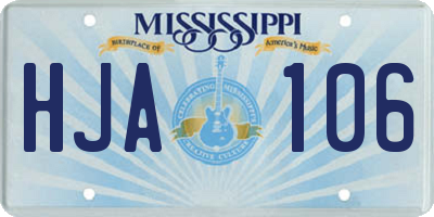 MS license plate HJA106