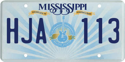 MS license plate HJA113