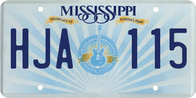 MS license plate HJA115