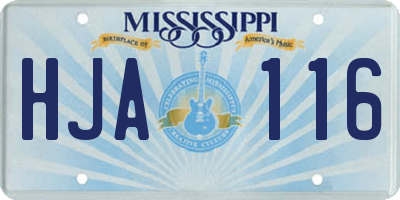 MS license plate HJA116