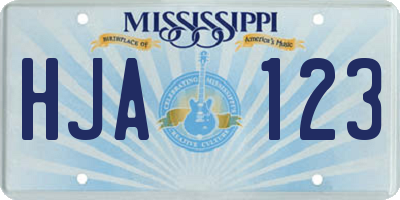 MS license plate HJA123