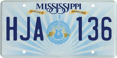 MS license plate HJA136