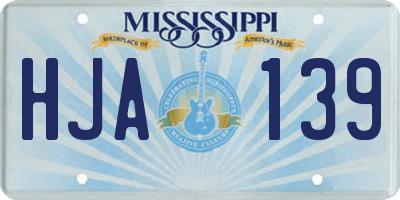 MS license plate HJA139