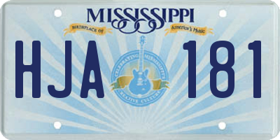 MS license plate HJA181