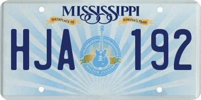 MS license plate HJA192