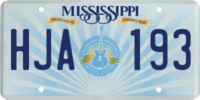 MS license plate HJA193