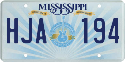 MS license plate HJA194