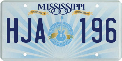 MS license plate HJA196