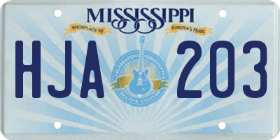 MS license plate HJA203