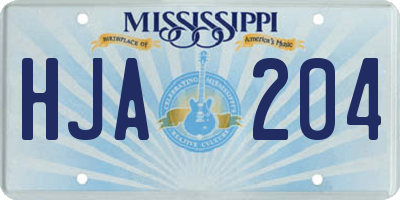 MS license plate HJA204