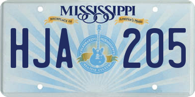 MS license plate HJA205