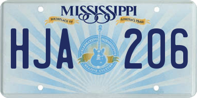 MS license plate HJA206