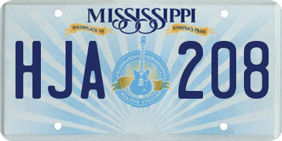 MS license plate HJA208