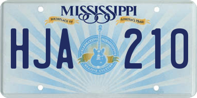 MS license plate HJA210