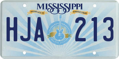 MS license plate HJA213