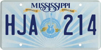 MS license plate HJA214