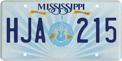 MS license plate HJA215