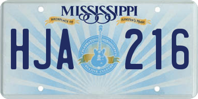 MS license plate HJA216