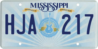 MS license plate HJA217