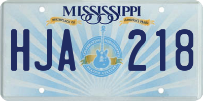 MS license plate HJA218