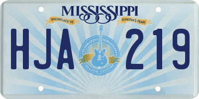MS license plate HJA219