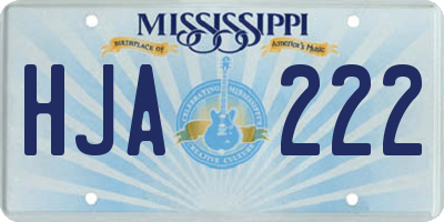MS license plate HJA222