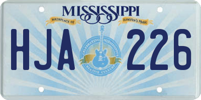 MS license plate HJA226
