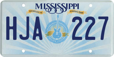 MS license plate HJA227
