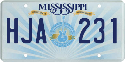 MS license plate HJA231