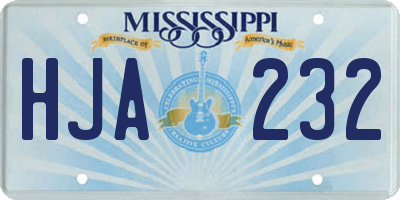 MS license plate HJA232
