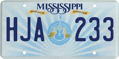 MS license plate HJA233