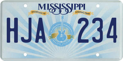 MS license plate HJA234