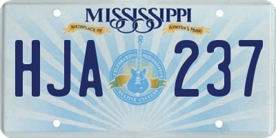 MS license plate HJA237