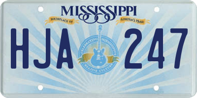 MS license plate HJA247