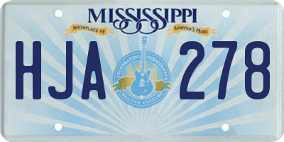 MS license plate HJA278