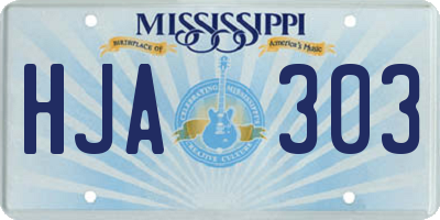 MS license plate HJA303
