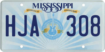 MS license plate HJA308