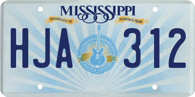 MS license plate HJA312