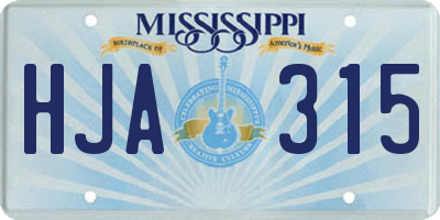 MS license plate HJA315
